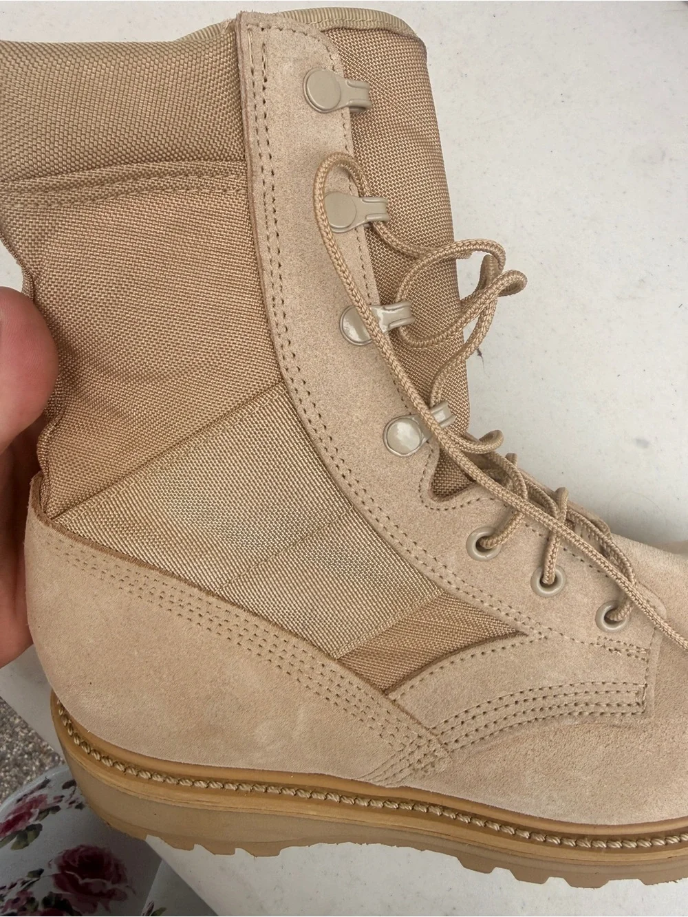 Vibram PT 8430 UFCW Sz 7 W Lace Up Military Boots Steel Toe Tan Hot Weather NEW